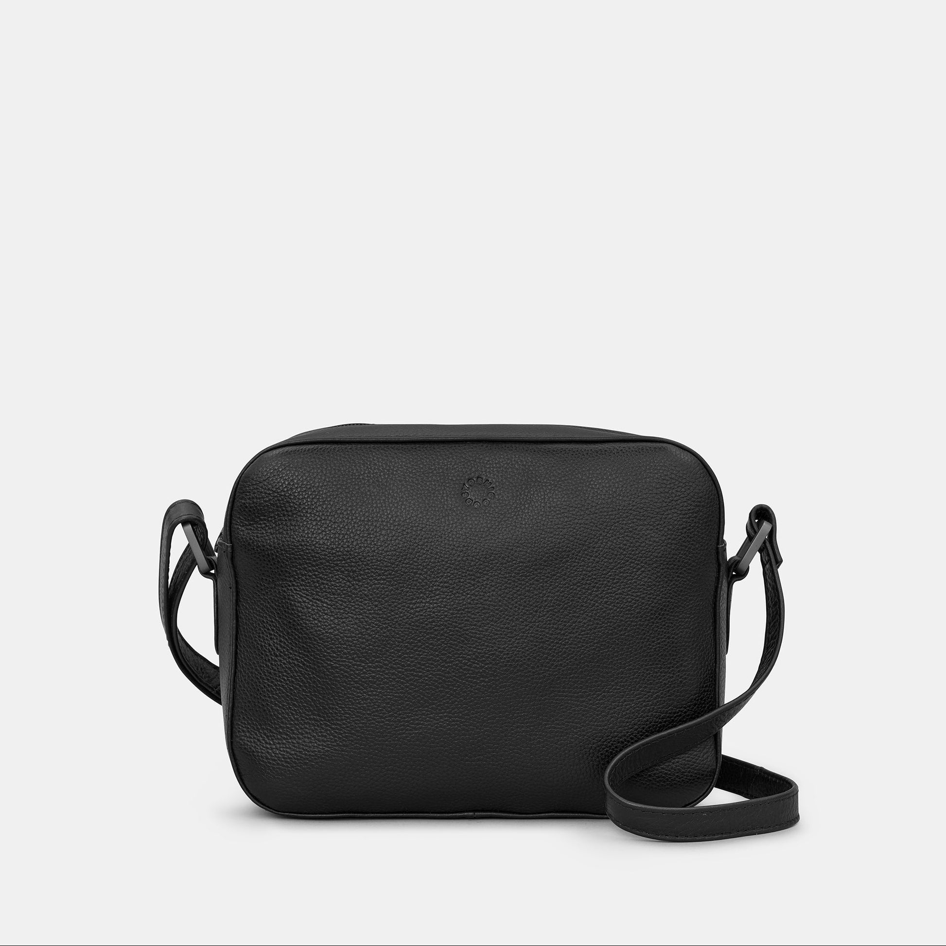 Yoshi Belmont camera bag in black leather angled view