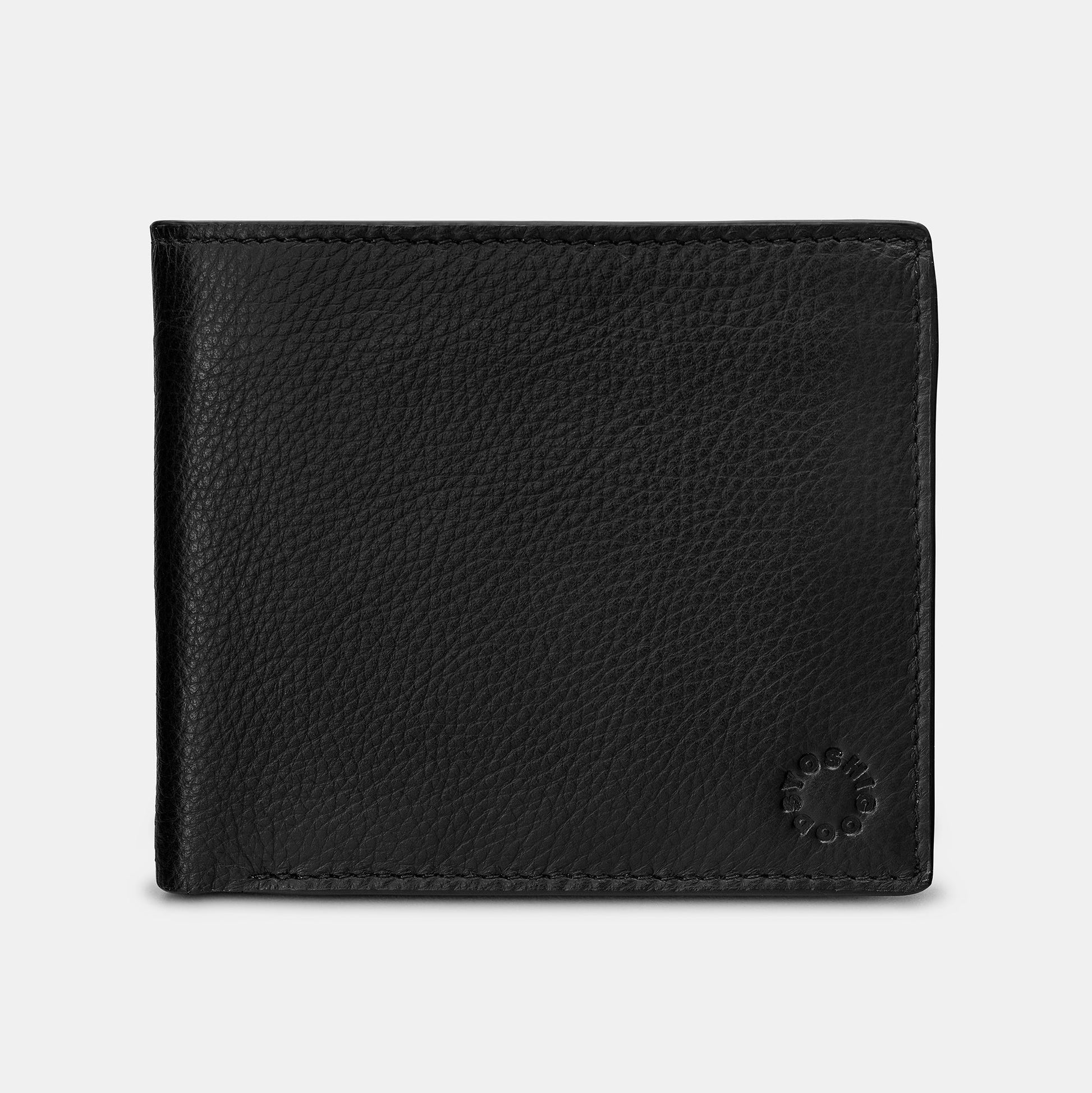 Yoshi extra capacity leather wallet front angled view