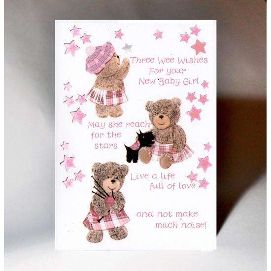 New Baby Girl Three Wishes Card
