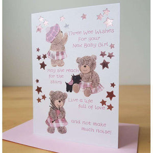 New Baby Girl Three Wishes Card