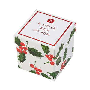 Closed box of Christmas Trivia and Charades.