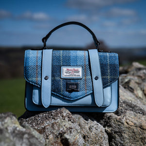 Harris Tweed Satchel/Handbag (Blue Tartan) Snowpaw Contempo