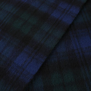 Close up image of the Black Watch Tartan pattern of the scarf.