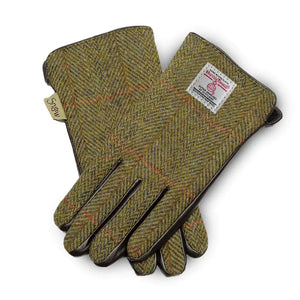 Brown and Green Chestnut Herringbone Harris Tweed Men's Gloves.