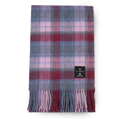 Pink & Blue Tartan Lambswool Scarf