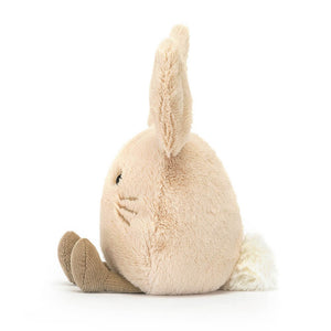 Side view of the Jellycat Amuseabean Bunny children’s soft toy. 