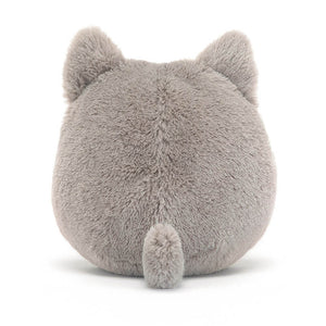 From behind the Jellycat Amuseabean Kitty children’s soft toy. 