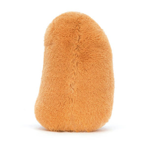 A photo of the back of a Ginger-colored Jellycat Amuseable Bean plush toy.