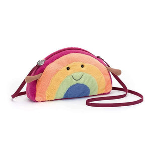 Jellycat Amuseable Rainbow in the shape of a soft plush children's shoulder bag.