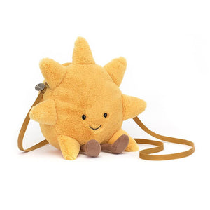 Side view of the Jellycat Amuseable Sun Bag. A Childs plush, soft shoulder bag.