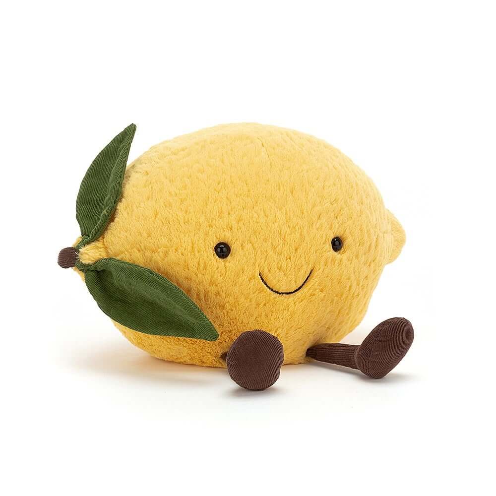 Jellycat Amuseables Lemon children’s soft toy against a white background.