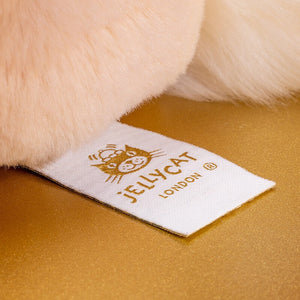Close up of the Jellycat London tag.