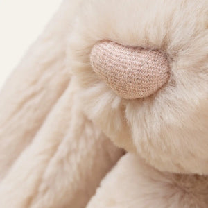 Close up of the nose of the Luxe Bunny Willow from Jellycat.