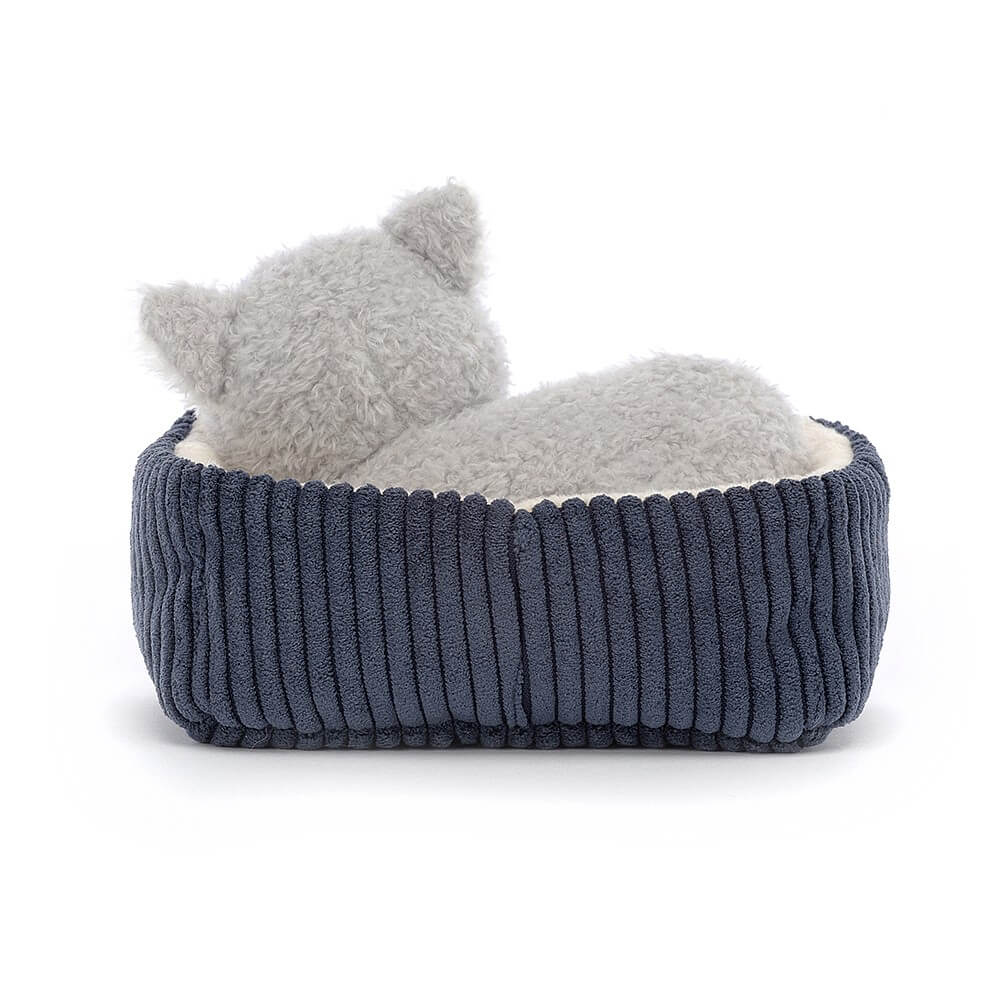 Jellycat Napping Nipper Cat from behind.