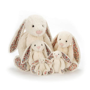 Jelltcat Bashful Bunny in Cream with floral ears. Range from small to extra large.