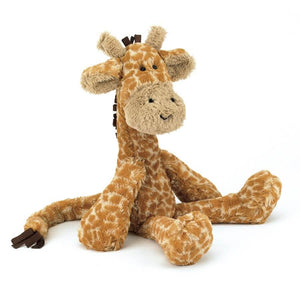 Jellycat Merryday Giraffe with soft orange patched fur & Squashy Horns.