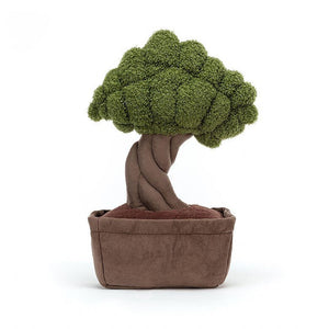 Jellycat Amuseable Bonsai Tree children’s soft toy from behind with squishy plant pot and miniature tree.