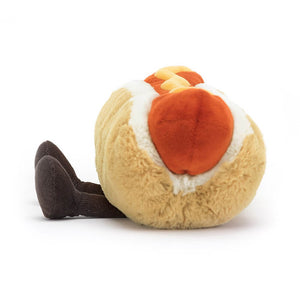 From the side Jellycat Amuseable Hot Dog children’s soft toy. 