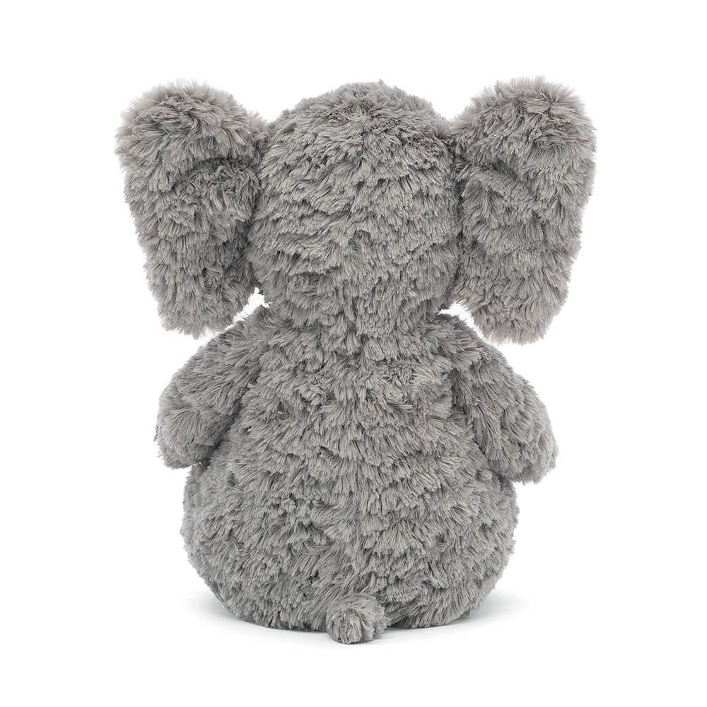 From behind Jellycat Archibald Elephant children’s soft toy. 