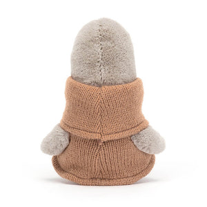 From behind Jellycat Cozy Crew Seal children’s soft toy. 