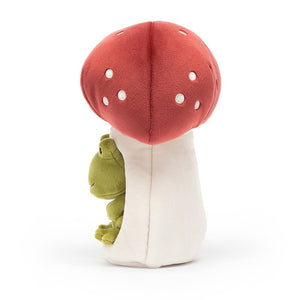 From the side Jellycat Forest Fauna Frog children’s soft toy. 