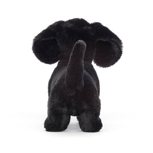 From the back Jellycat Freddie Sausage Dog Small children’s soft toy. 