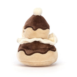 Jellycat Pretty Patisserie Religieuse children’s soft toy from the side. 
