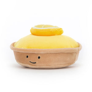 Lemon Tart children’s soft toy from Jellycat. The Pretty Patisserie Au Citron is a soft and squidy toy with a smile face. 