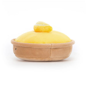 From behind the Jellycat Pretty Patisserie Tart Au Citron children’s soft toy.