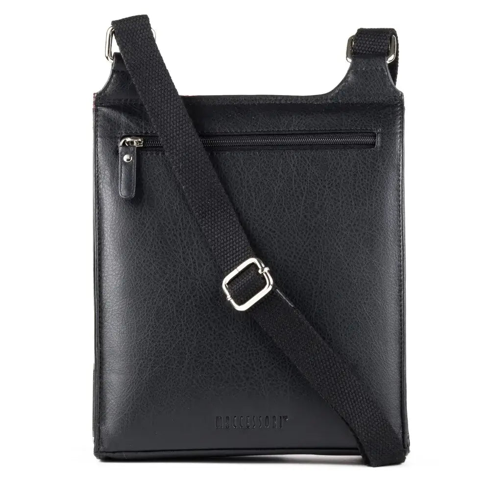 From behind showing the vegan leather of the Maccessori Harris Tweed Satchel Shoulder Bag.