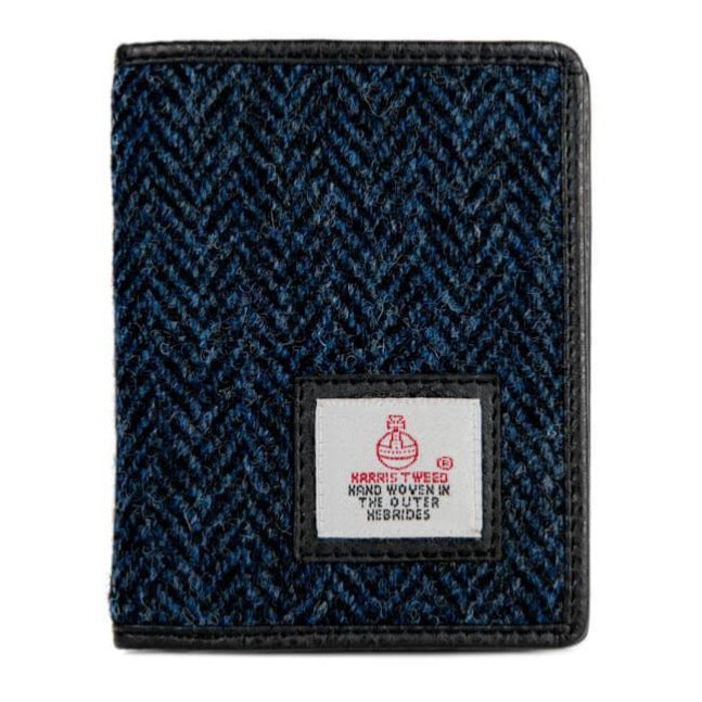 Blue Herringbone Harris Tweed Slim Bifold Wallets