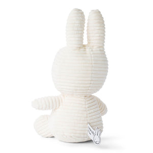 From behind Miffy Bunny Corduroy white children’s plush soft toy. 