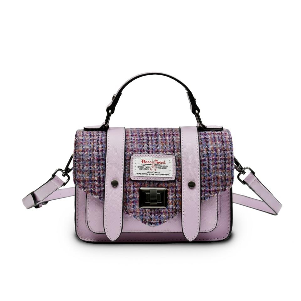 Harris Tweed Satchel / Handbag (Violet Mini Dogtooth) Shoulder Bags Snowpaw Contempo