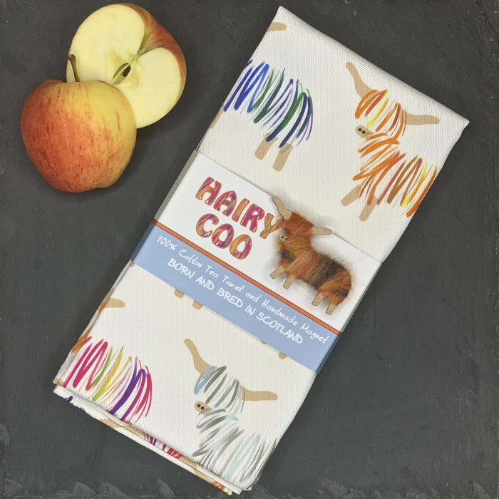 Highland Cow Hairy Coo Tea Towel & Magnet