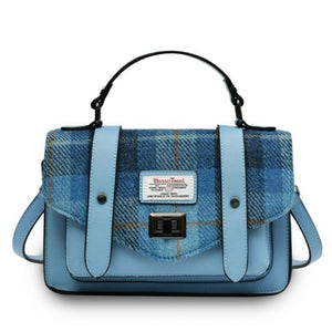 Mini Harris Tweed Satchel / Handbag (Blue Tartan) Bags Snowpaw Contempo