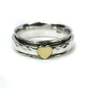 Sterling Silver Spinning Ring with Heart Jewellery Peace of Mind Contempo